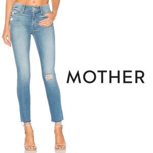 MOTHER Denim Looker Ankle Fray Jeans In Love Gun - Size 28